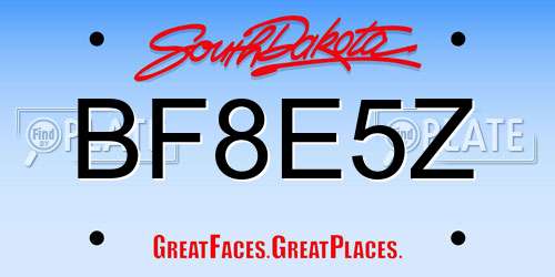 BF8E5Z South Dakota License Plate