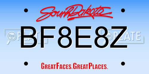 BF8E8Z South Dakota License Plate