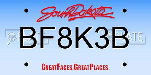 BF8K3B South Dakota License Plate