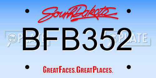 BFB352 South Dakota License Plate