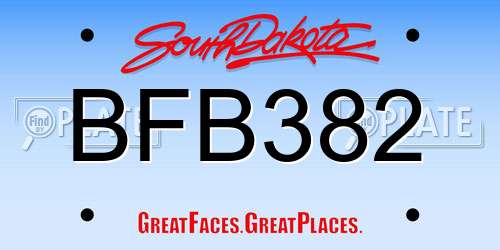 BFB382 South Dakota License Plate