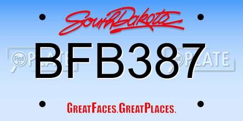 BFB387 South Dakota License Plate