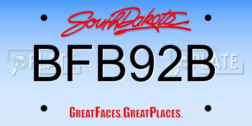 BFB92B South Dakota License Plate
