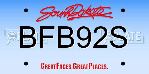 BFB92S South Dakota License Plate