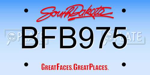 BFB975 South Dakota License Plate