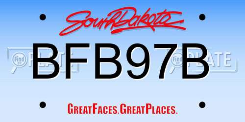 BFB97B South Dakota License Plate