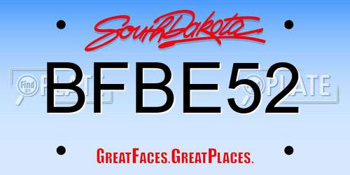 BFBE52 South Dakota License Plate