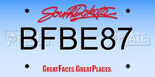 BFBE87 South Dakota License Plate