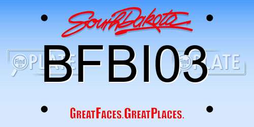 BFBI03 South Dakota License Plate