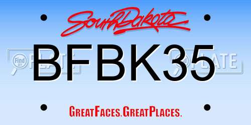 BFBK35 South Dakota License Plate