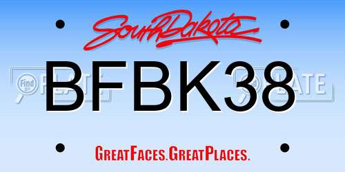 BFBK38 South Dakota License Plate