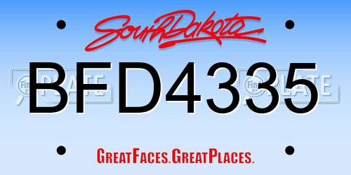 BFD4335 South Dakota License Plate