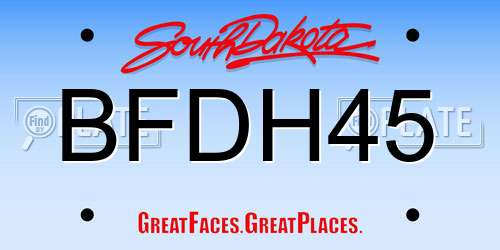 BFDH45 South Dakota License Plate