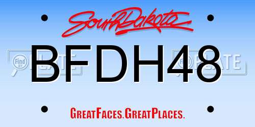 BFDH48 South Dakota License Plate