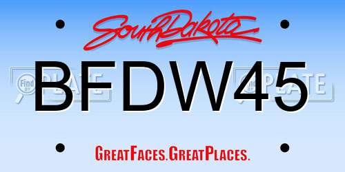 BFDW45 South Dakota License Plate