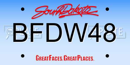 BFDW48 South Dakota License Plate