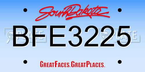 BFE3225 South Dakota License Plate
