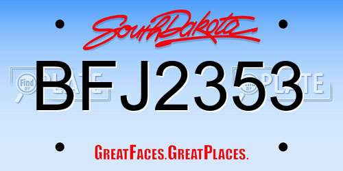 BFJ2353 South Dakota License Plate