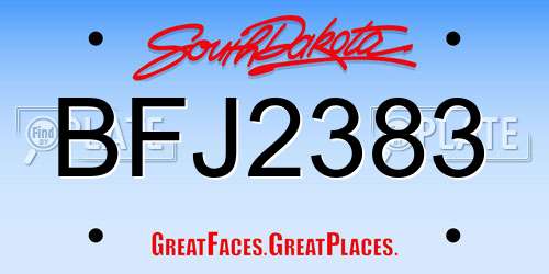 BFJ2383 South Dakota License Plate