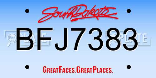 BFJ7383 South Dakota License Plate