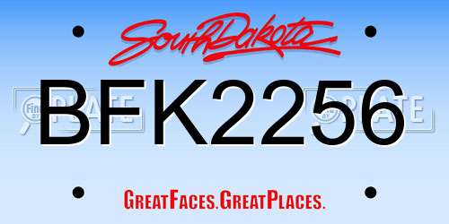 BFK2256 South Dakota License Plate