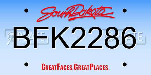 BFK2286 South Dakota License Plate
