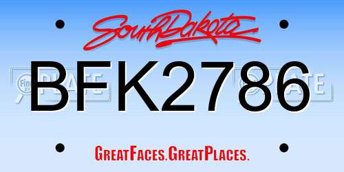 BFK2786 South Dakota License Plate