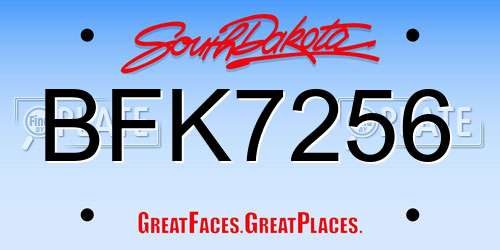 BFK7256 South Dakota License Plate