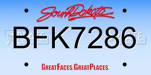 BFK7286 South Dakota License Plate