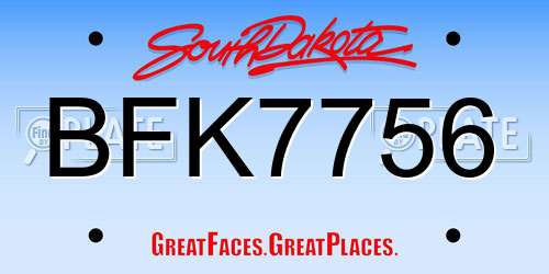 BFK7756 South Dakota License Plate