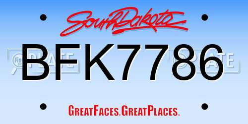 BFK7786 South Dakota License Plate