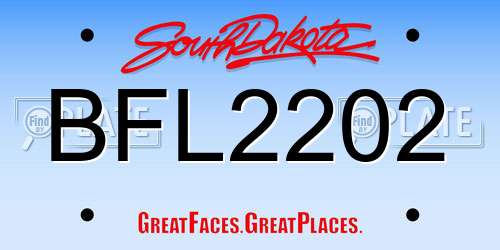 BFL2202 South Dakota License Plate