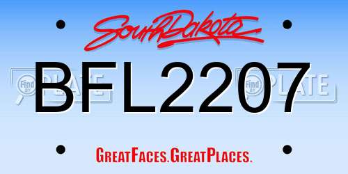 BFL2207 South Dakota License Plate