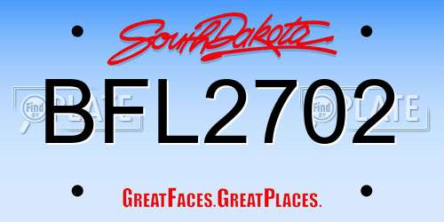 BFL2702 South Dakota License Plate