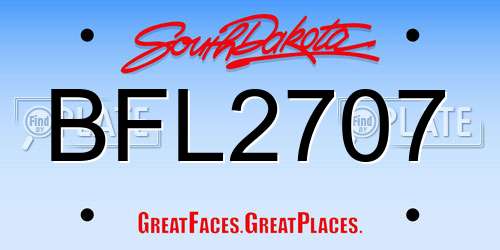 BFL2707 South Dakota License Plate