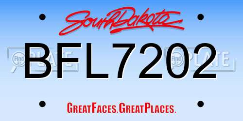 BFL7202 South Dakota License Plate