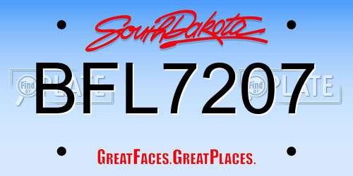BFL7207 South Dakota License Plate