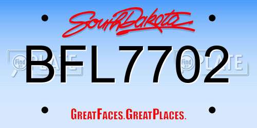 BFL7702 South Dakota License Plate