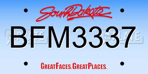 BFM3337 South Dakota License Plate