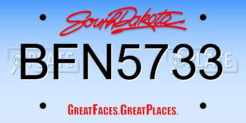 BFN5733 South Dakota License Plate