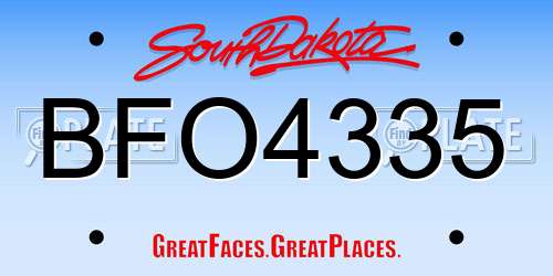 BFO4335 South Dakota License Plate