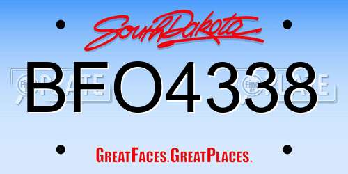 BFO4338 South Dakota License Plate