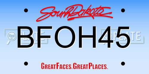 BFOH45 South Dakota License Plate