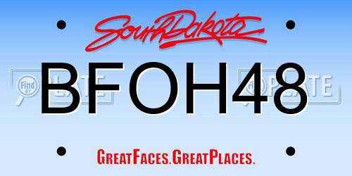 BFOH48 South Dakota License Plate