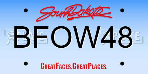 BFOW48 South Dakota License Plate