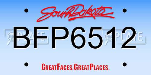 BFP6512 South Dakota License Plate