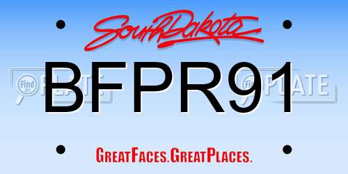 BFPR91 South Dakota License Plate