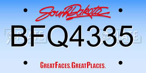 BFQ4335 South Dakota License Plate