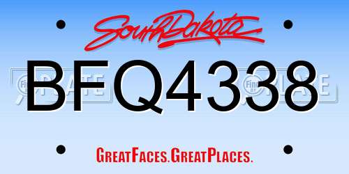 BFQ4338 South Dakota License Plate