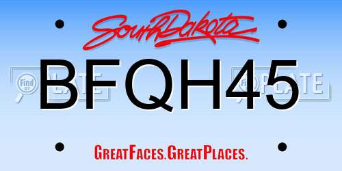 BFQH45 South Dakota License Plate